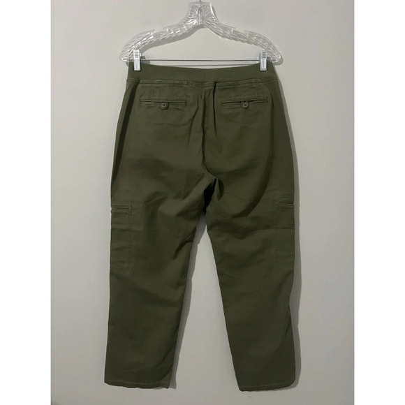 L.L. Bean Pants Women’s 10 Petite Green Cargo Cotton Stretch Canvas Classic Fit - Picture 3 of 13